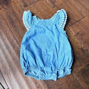Old Navy Girls 0-3 Months Chambray Blue Bubble Romper Summer Outfit